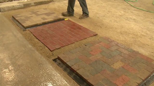 Two videos demonstrate the proper installation of clay brick pavers