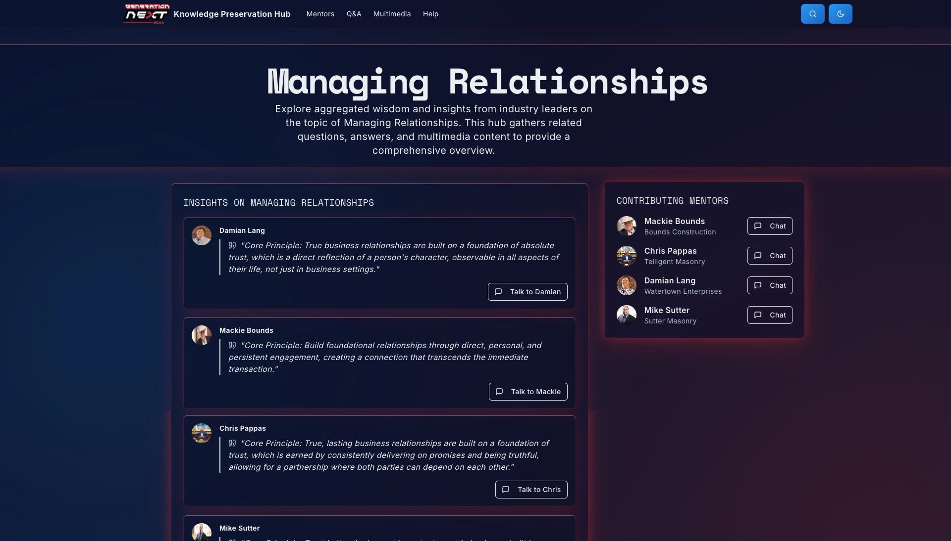 Managing Relationships Hub