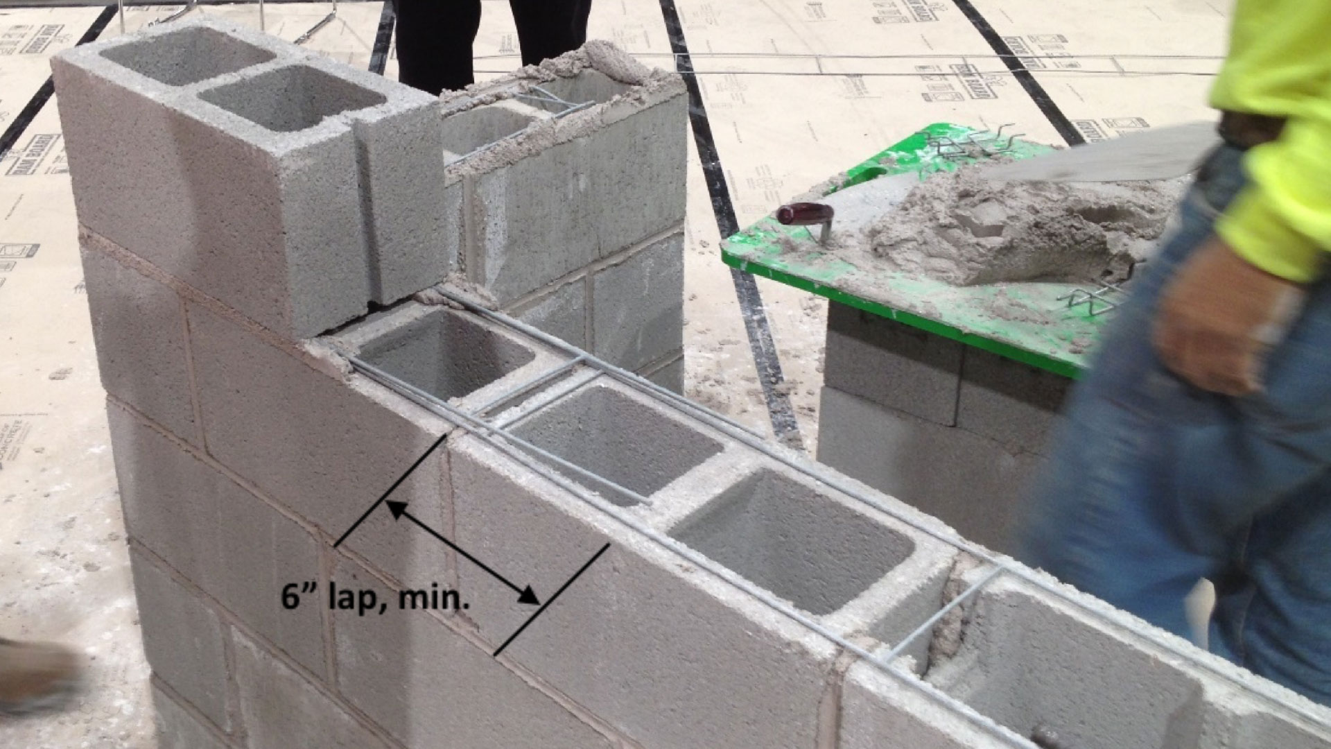 Lap splice between joint reinforcement sections. Lap splice between joint reinforcement sections.