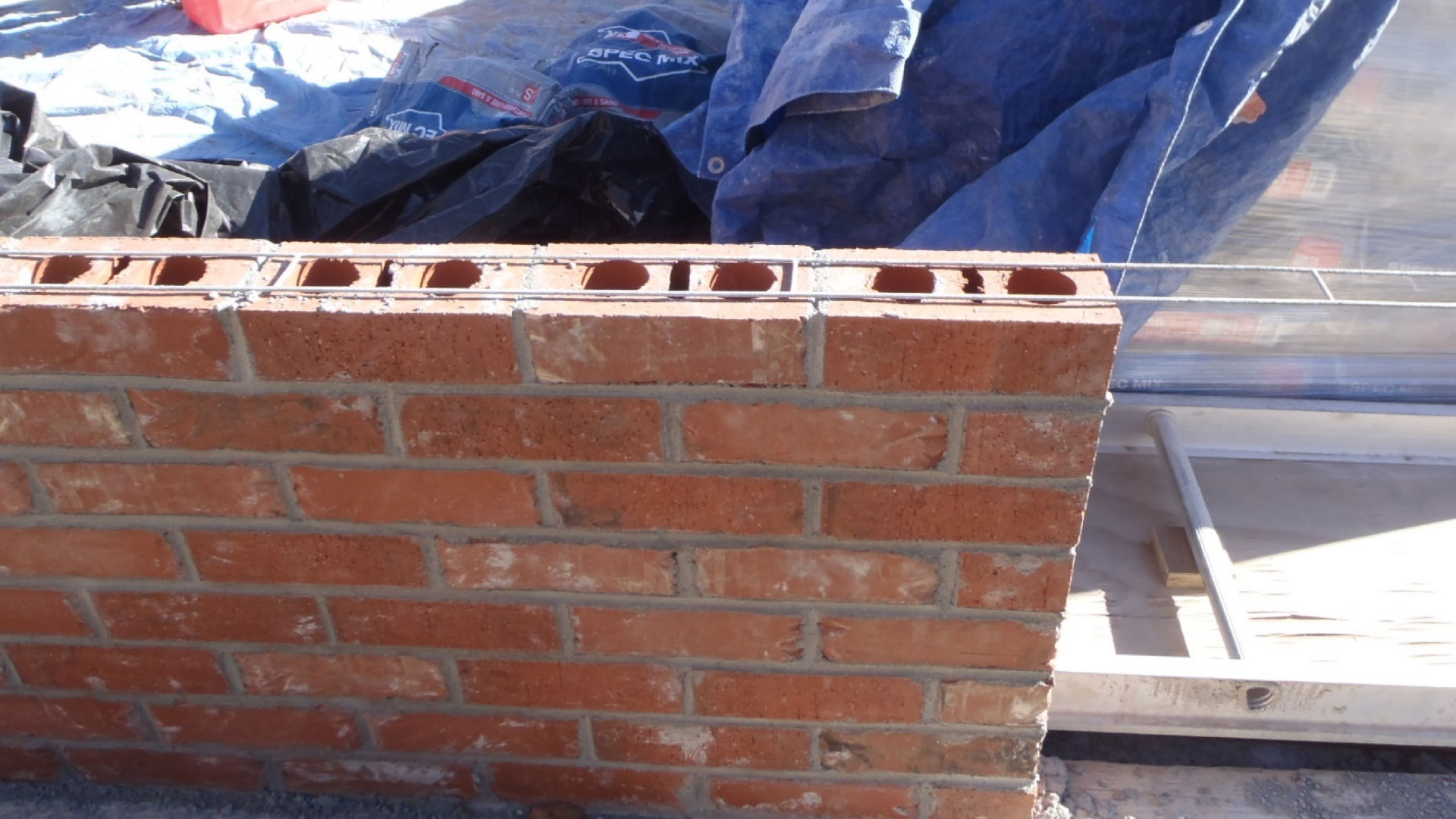 Joint reinforcement used in brick masonry site walls. Joint reinforcement used in brick masonry site walls.