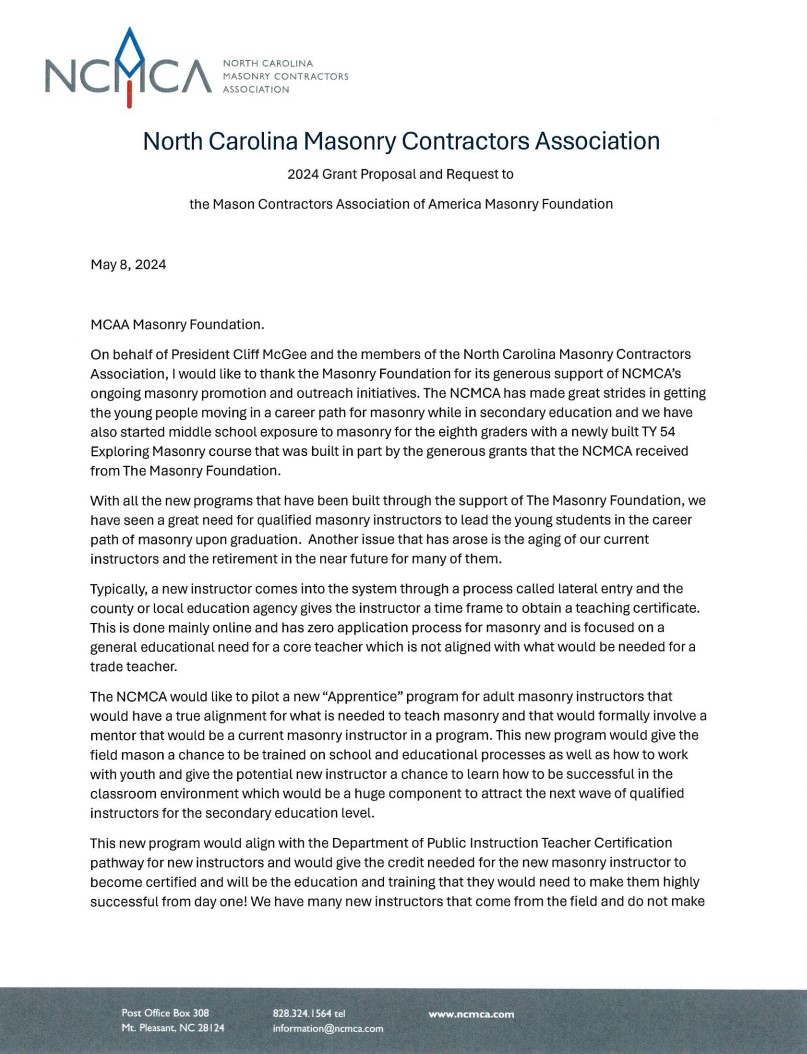 North Carolina Masonry Apprenticeship Program