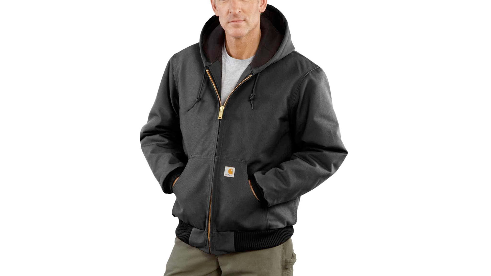 Carhartt Men's Quilted Flannel-Lined Duck Active Jacket, Black
