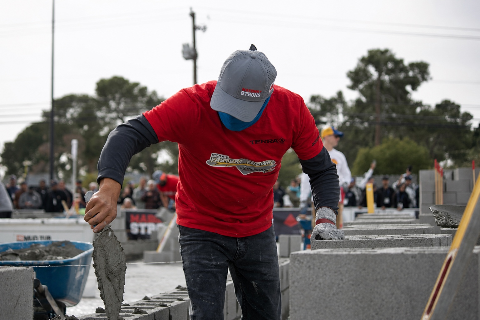 A mason racing the clock in Fastest Trowel on the Block